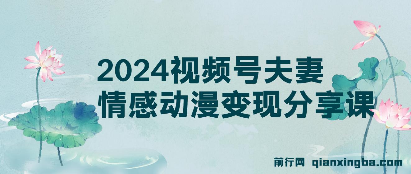 2024视频号夫妻情感动漫变现分享课 , 一套玩法全过程给你讲出来 图片