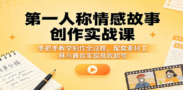 第一人称情感故事制作教学，高流量易变现赛道
