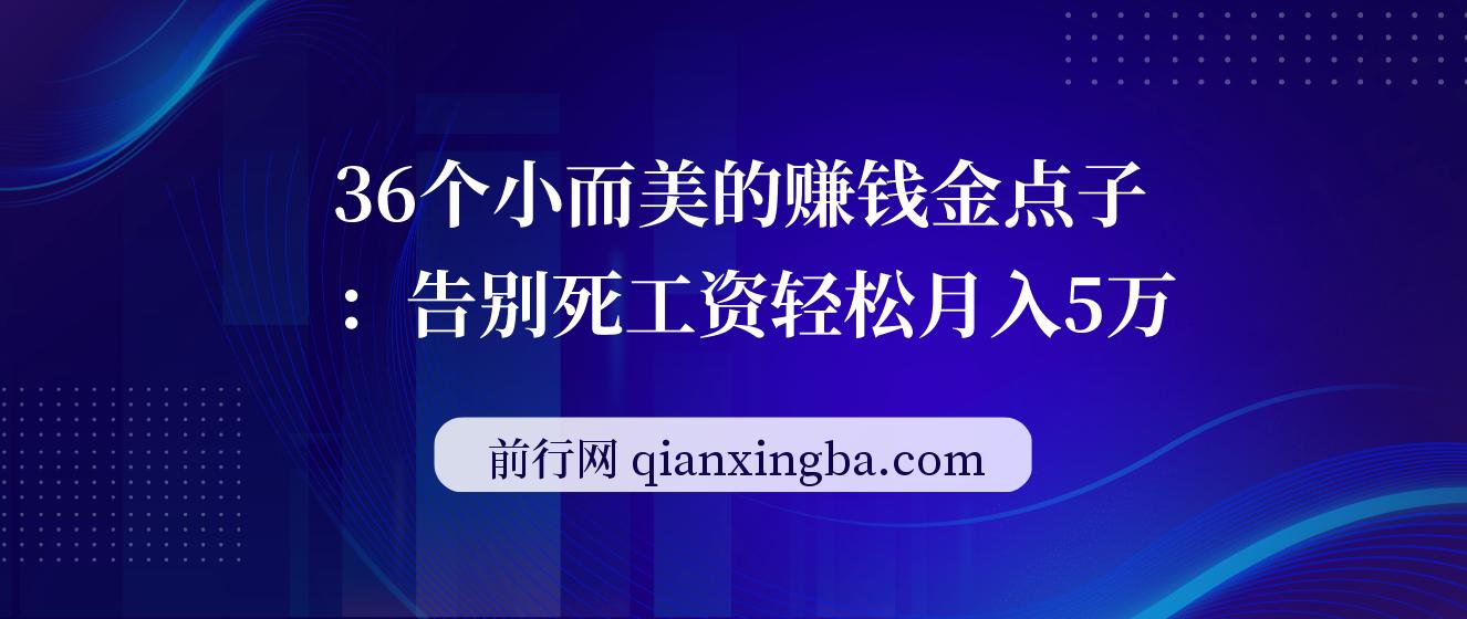 36个小而美的赚钱金点子：告别死工资轻松月入5万