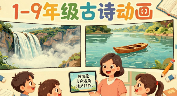 1-9年级古诗动画合集，轻松背诵理解古诗文