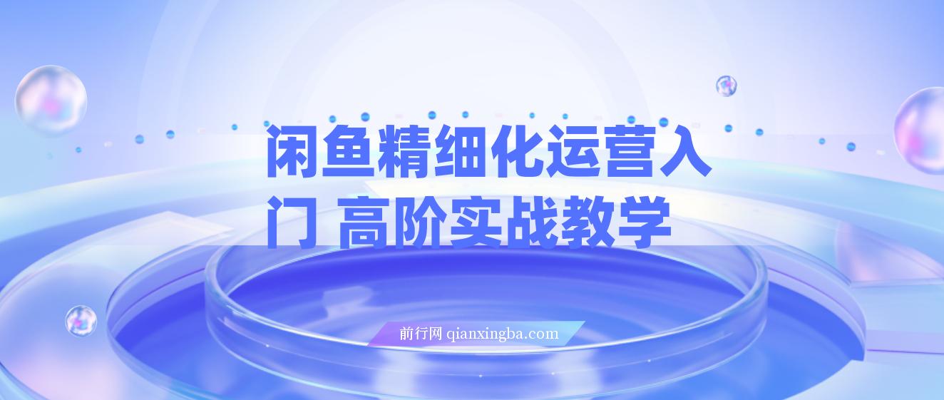 【精】闲鱼精细化运营入门+高阶实战教学，闲鱼卖货整体运营思路，零成本零风险轻创业电商项目