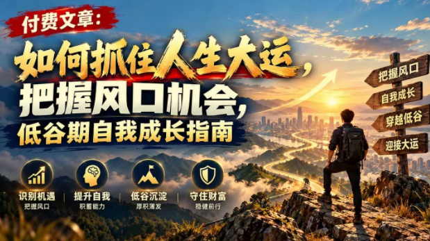 付费文章：如何抓住人生大运，把握风口机会，低谷期自我成长指南