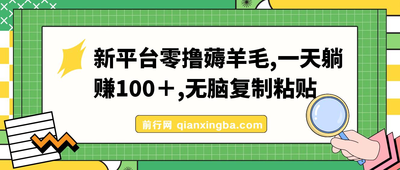 新平台零撸薅羊毛，一天躺赚100＋，无脑复制粘贴