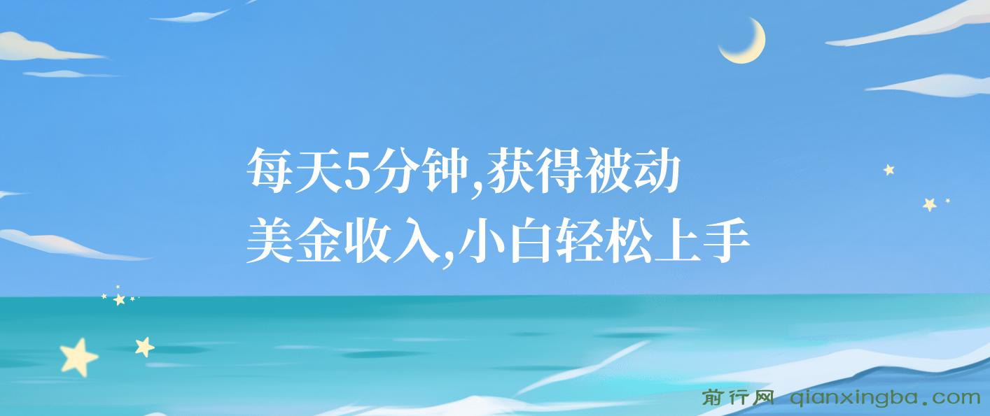 每天5分钟，获得被动美金收入，小白轻松上手 图片