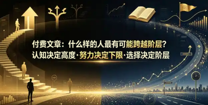 付费文章：什么样的人最有可能跨越阶层？认知决定高度·努力决定下限·选择决定阶层