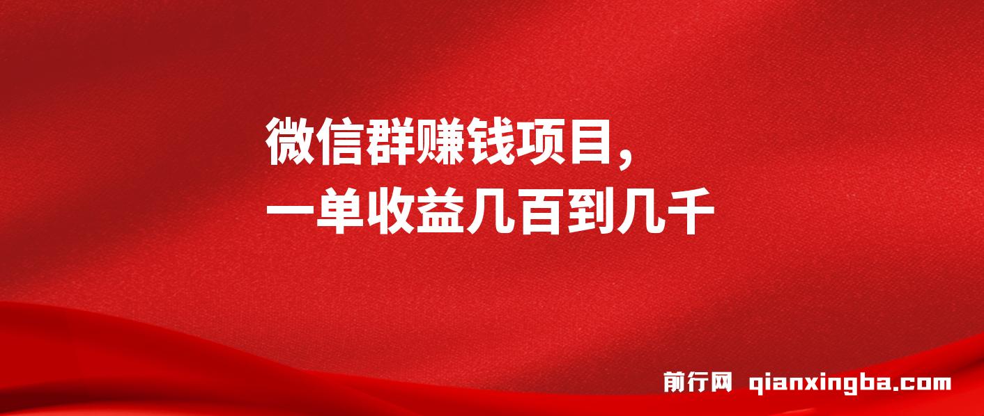 微信群赚钱项目，一单收益几百到几千 图片