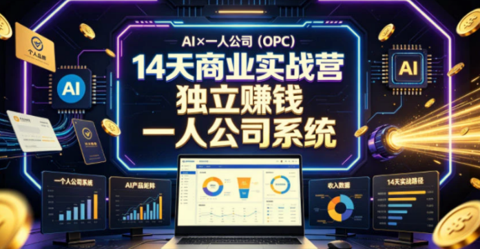 【精】AI×一人公司（OPC）14天商业实战营，用AI帮你搭建一个属于你自己的、能独立賺钱的一人公司系统