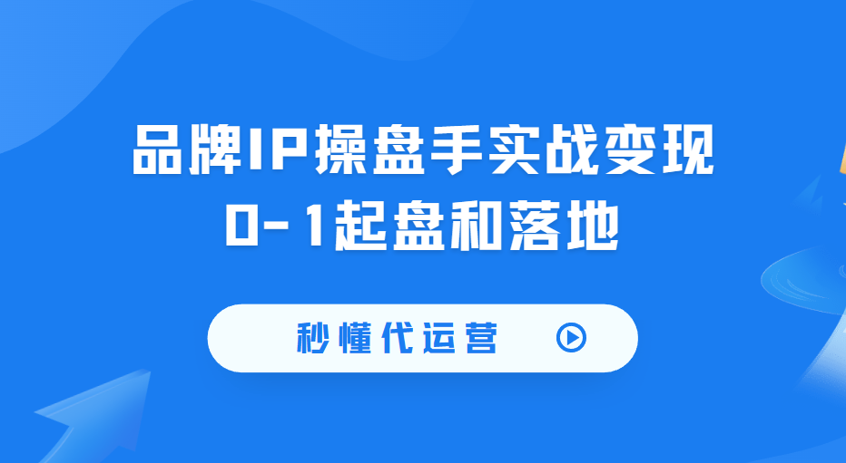 秒懂代运营：品牌IP操盘手实战变现0-1起盘和落地