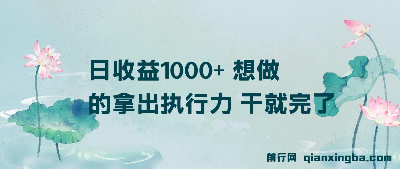 日收益1000+ 想做的拿出执行力 干就完了