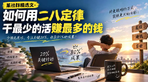 某社群精选文-如何用二八定律干最少的活赚最多的钱